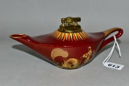 A CARLTON WARE MIKADO PATTERN TABLE LIGHTER IN THE FORM OF ALADDINS LAMP, Rouge Royale colourway