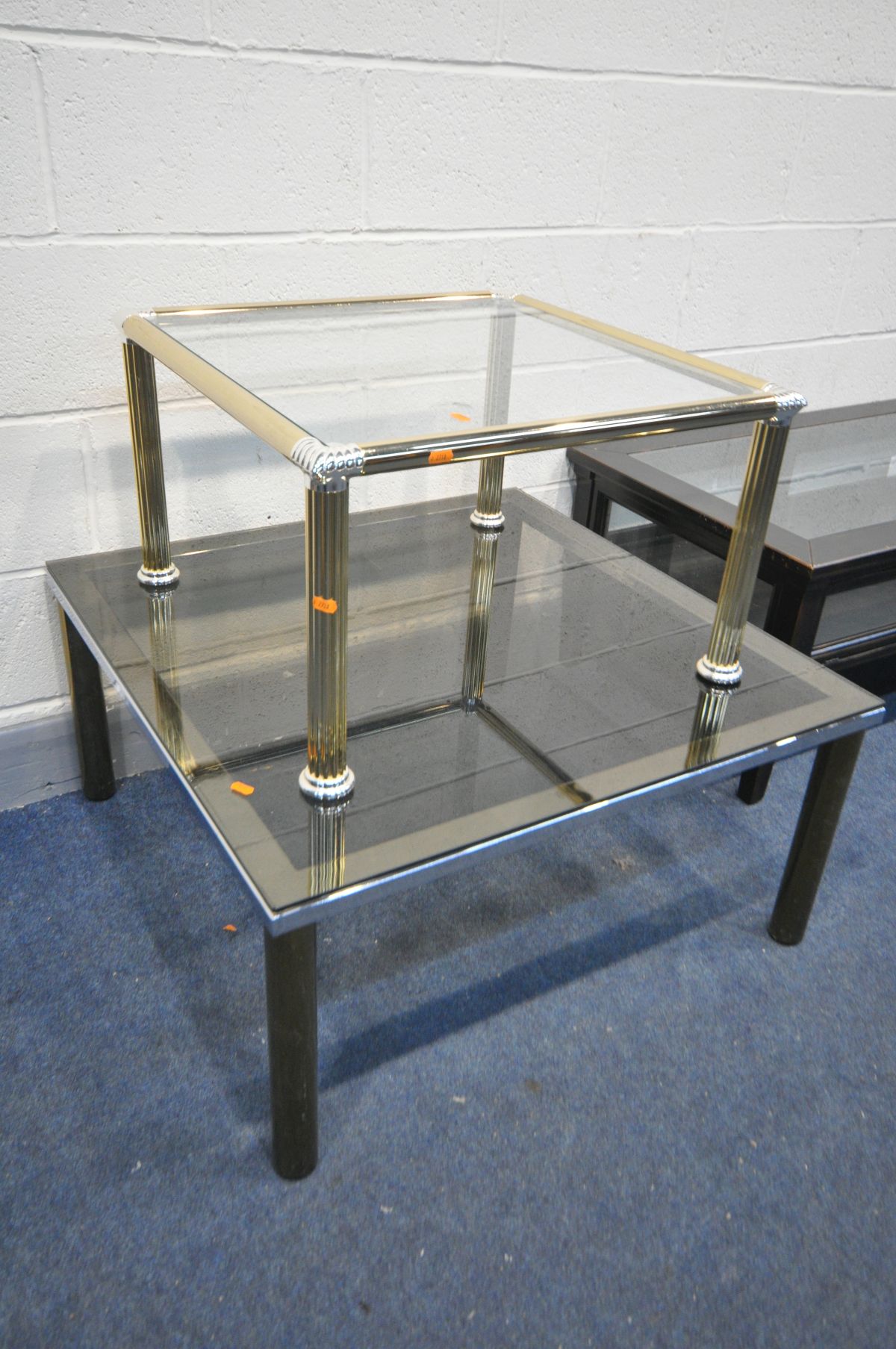 A LATE 20TH CENTURY FRENCH EBONISED COFFEE TABLE, with two opening doors, 110cm x depth 60cm x - Image 4 of 6