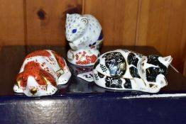 THREE BOXED ROYAL CROWN DERBY COLLECTORS GUILD PAPERWEIGHTS, comprising 'Misty' kitten, 'Puppy'
