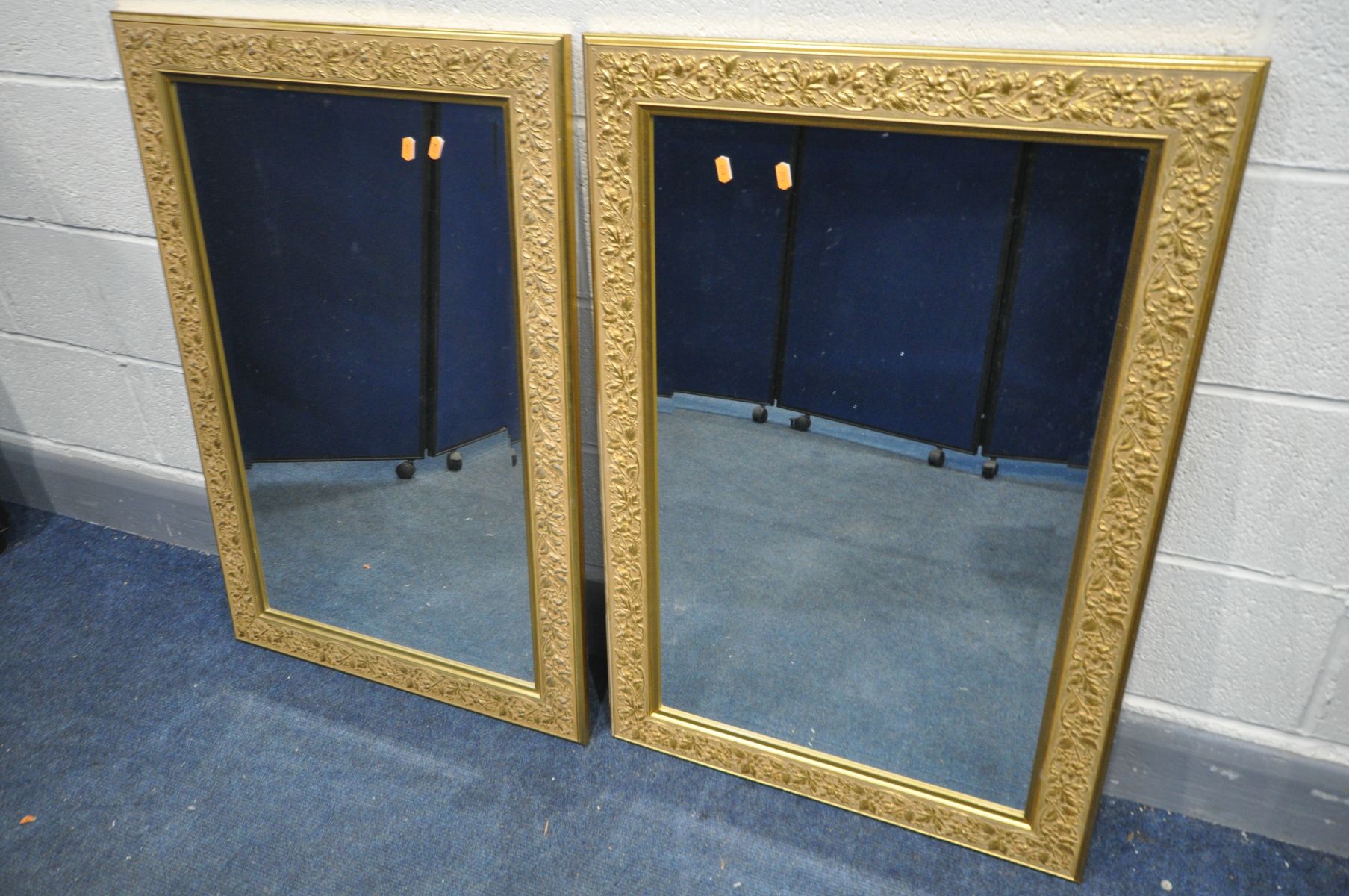 A SELECTION OF MIRRORS, to include a set of three gilt framed bevelled edge mirrors, four other gilt - Image 3 of 8