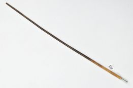 A RHINO HORN SWAGGER STICK, fitted with a white metal handle with engraved initials, 'XVII FOOT',