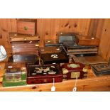 SEVENTEEN ASSORTED WOODEN, METAL AND LACQUER BOXES, late 19th century to modern in date, including