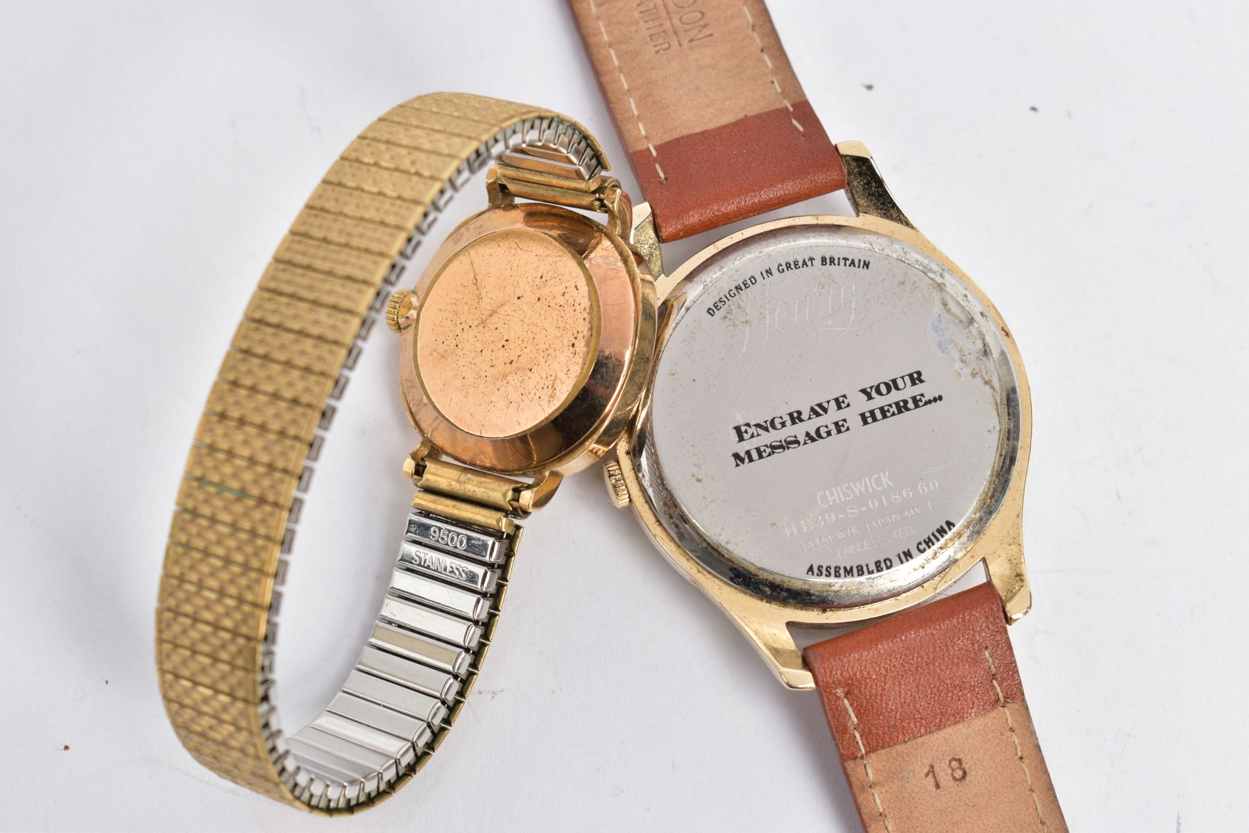 TWO GENTLEMENS WRISTWATCHES, the first with a hand wound movement, square gold dial signed ' - Image 2 of 3