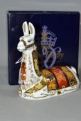 A BOXED ROYAL CROWN DERBY LLAMA PAPERWEIGHT, an exclusive for the Royal Crown Derby Collectors