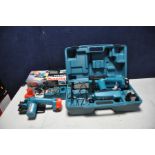 A MAKITA UC120D 12V LOPPING SAW with two 3.0 Ah batteries, charger and chain oil in case and a