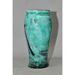 AN ANITA HARRIS BALUSTER VASE, in Dolphins pattern on a pale turquoise ground with a black glazed