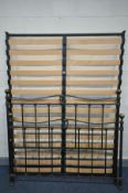 A MODERN METAL VICTORIAN STYLE 5FT BEDSTEAD, with bolts