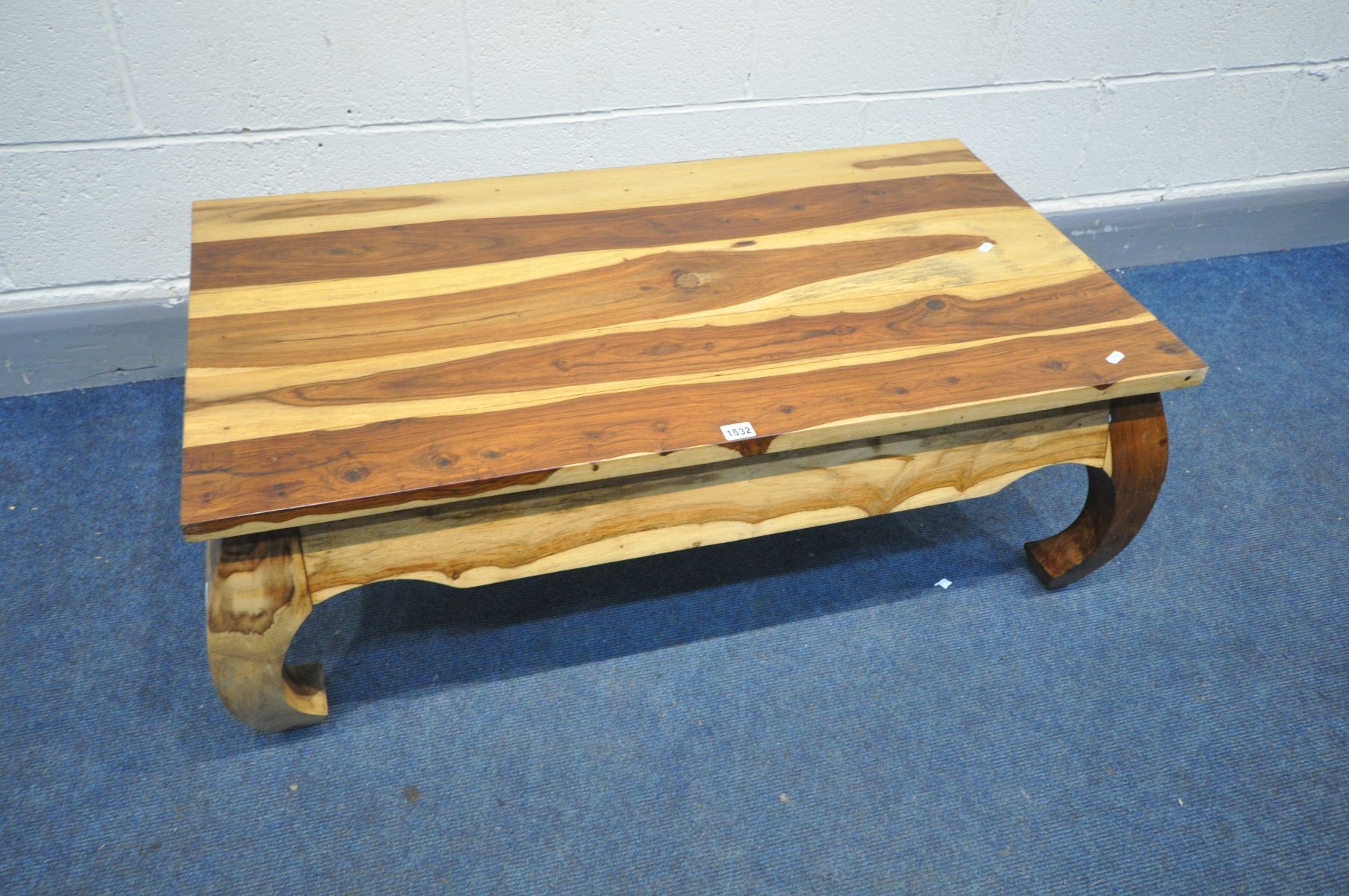 A HARDWOOD OPIUM COFFEE TABLE, length 110cm x depth 60cm x height 40cm