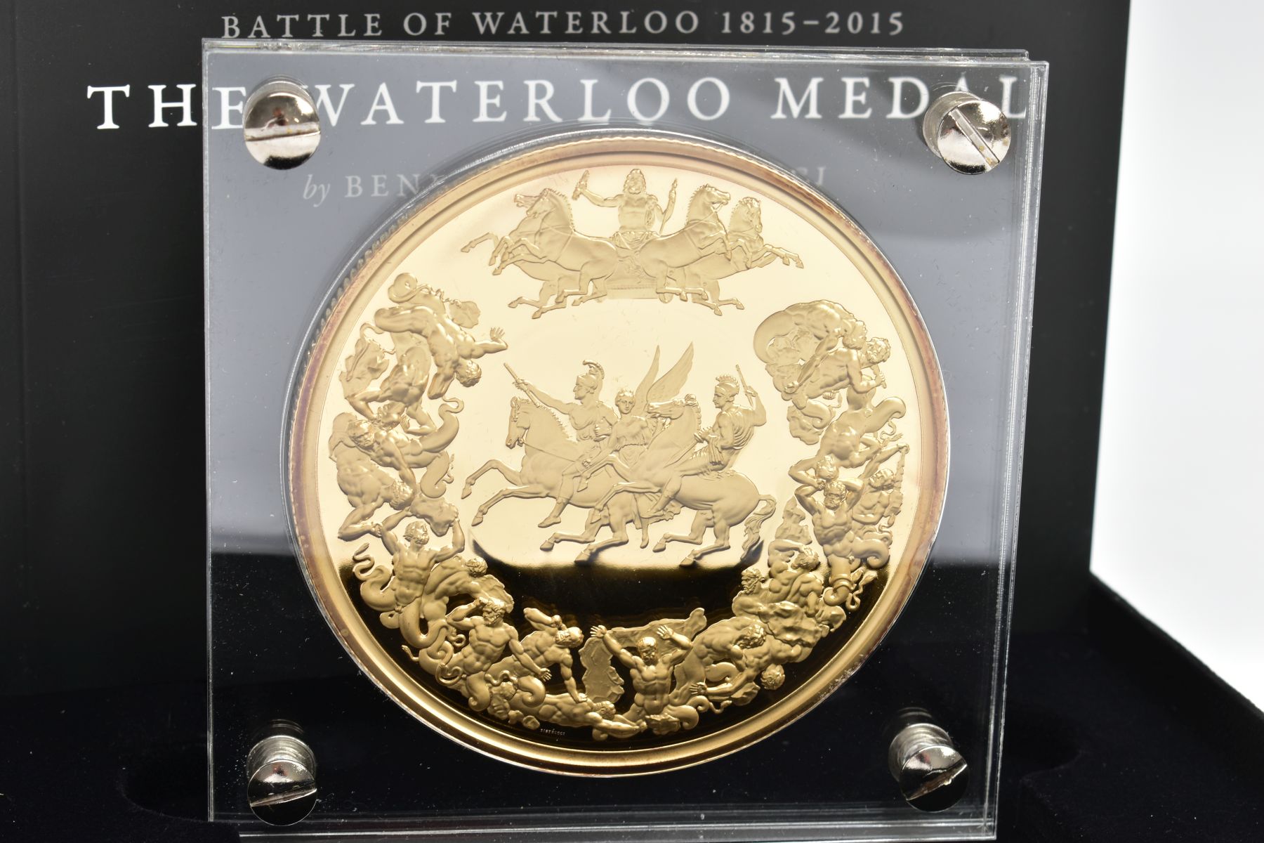 THE WATERLOO MEDAL, by Benedetto Pistrucci, a cased bronze layered in fine gold weighing a huge - Image 3 of 5