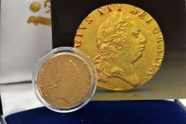 A GEORGE FIFTH HEAD GOLD GUINEA 1788, boxed with certificate