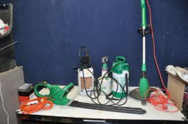 A GARDENLINE STRIMMER, a Gardenline Hedge Trimmer (both PAT pass and working) and three garden