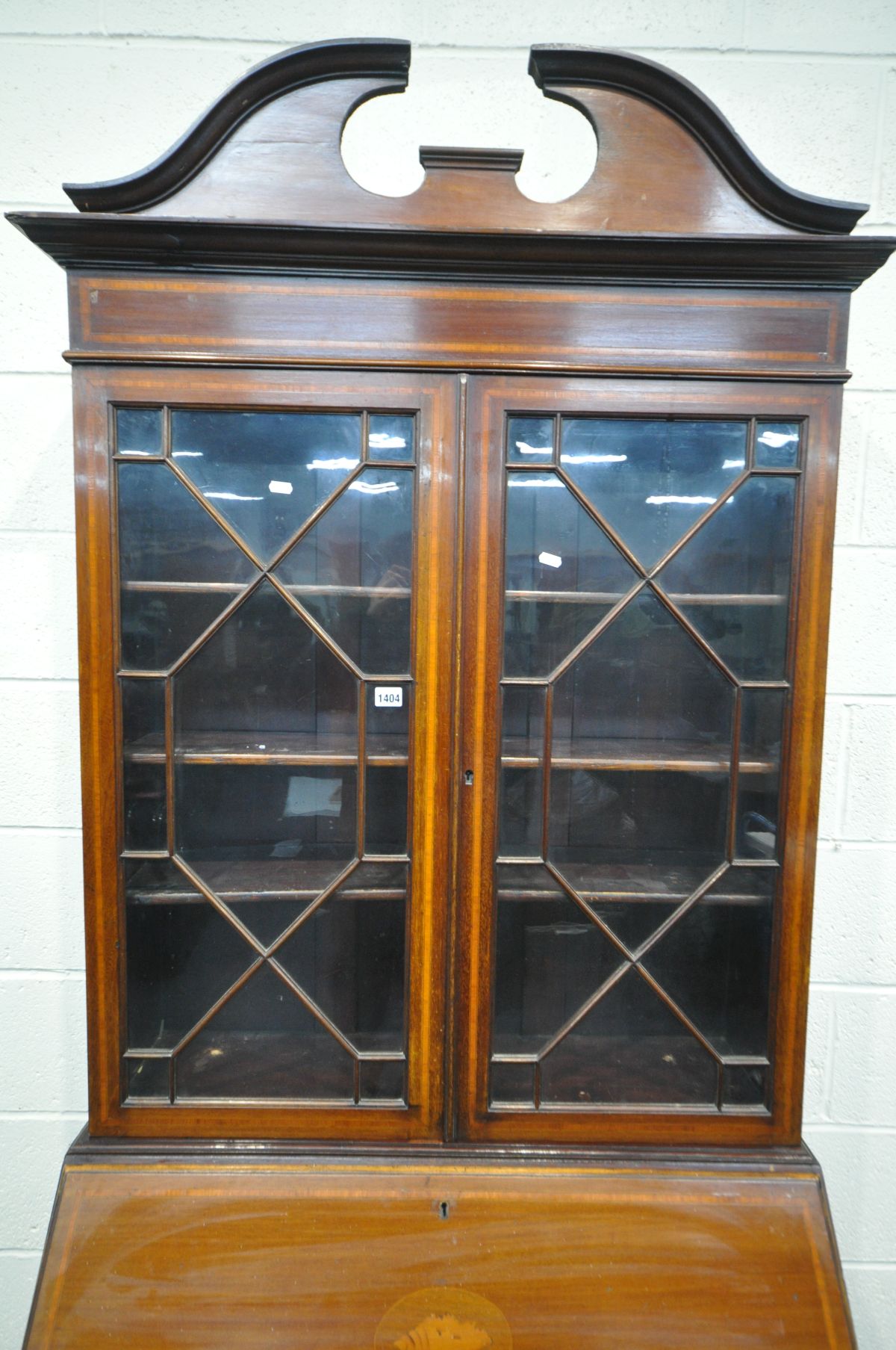 AN EDWARDIAN MAHOGANY AND INLAID BUREAU BOOKCASE, width 92cm x depth 45cm x height 233cm - Image 2 of 3