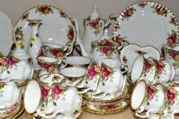 A ROYAL ALBERT OLD COUNTRY ROSES TEA AND COFFEE SERVICE WITH ADDITIONAL ITEMS , comprising a tea
