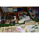 FOUR BOXES AND LOOSE EPHEMERA, GAMES, RUSSIAN INTEREST AND SUNDRY ITEMS, to include painted