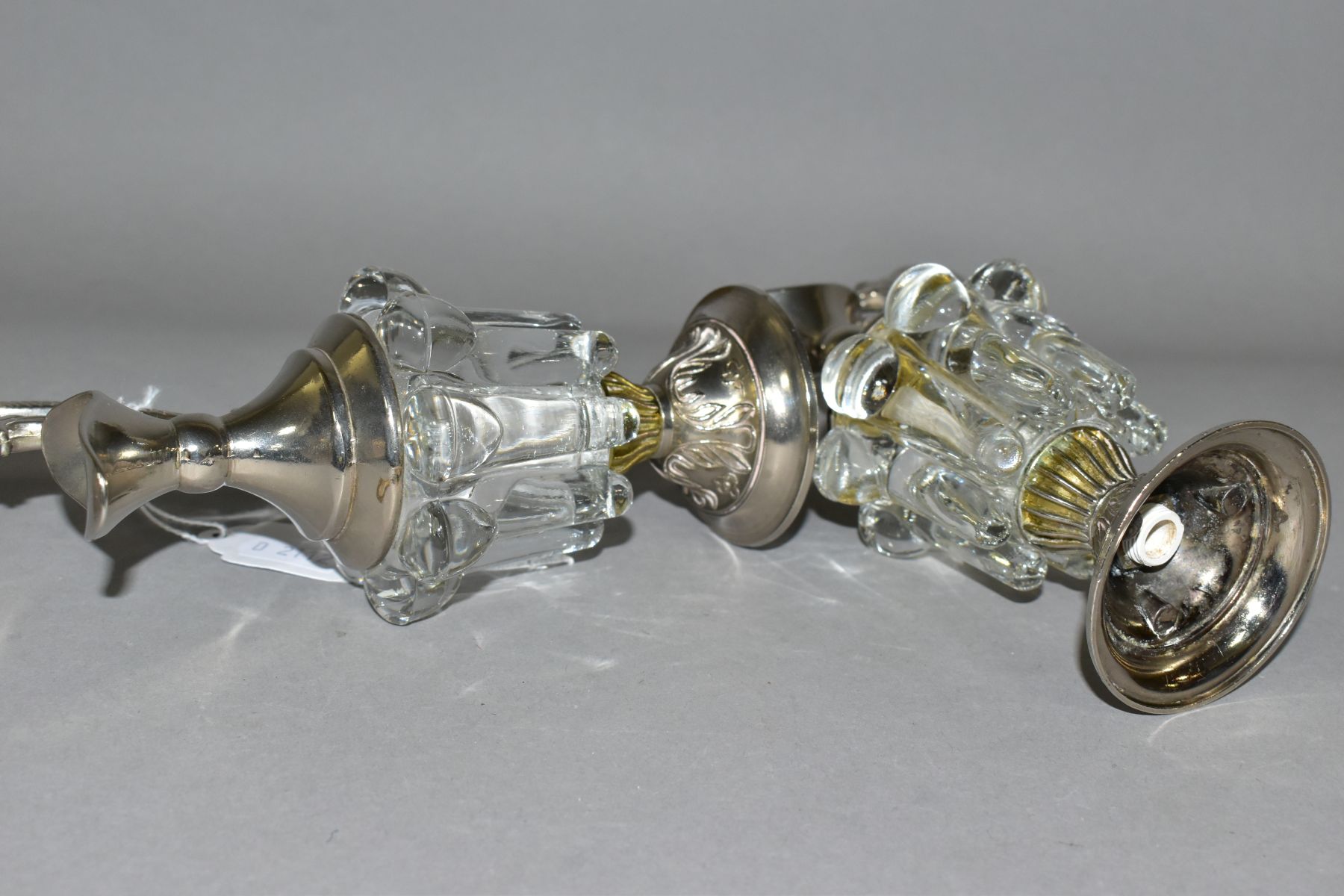 A PAIR OF DECORATIVE GLASS AND EPNS MINIATURE CLARET JUGS, the handles cast as mythical creatures, - Image 6 of 7