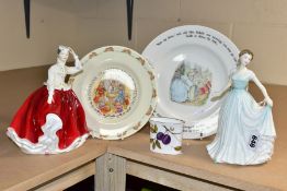 TWO ROYAL DOULTON FIGURINES AND OTHER CERAMIC WARES, comprising a Royal Doulton Classics Spring