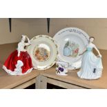 TWO ROYAL DOULTON FIGURINES AND OTHER CERAMIC WARES, comprising a Royal Doulton Classics Spring