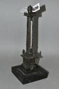 A 19TH CENTURY BRONZE GRAND TOUR DESK THERMOMETER, modelled on the Vendome column, Paris, missing