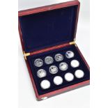 A CASED SET OF 24 .999 SILVER CROWN SIZE PROOF COINS IN CAPSULES, from most of the commonwealth