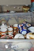 TWO BOXES OF LATE 19TH AND 20TH CENTURY ORIENTAL PORCELAIN, primarily Japanese egg shell porcelain