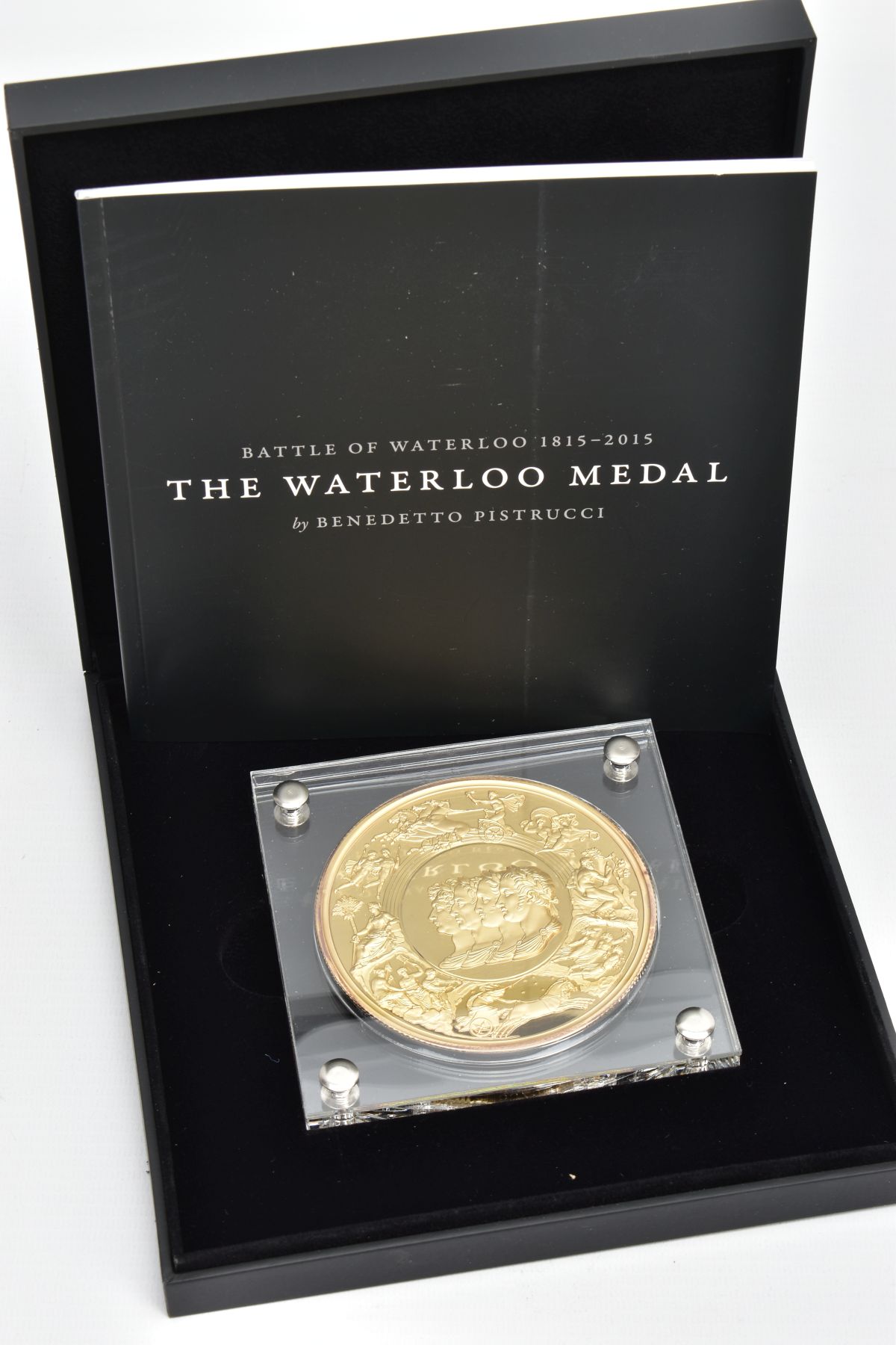 THE WATERLOO MEDAL, by Benedetto Pistrucci, a cased bronze layered in fine gold weighing a huge