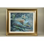 ROLF HARRIS (AUSTRALIA 1930) 'LEOPARD RECLINING AT DUSK' limited edition print on canvas 83/195,