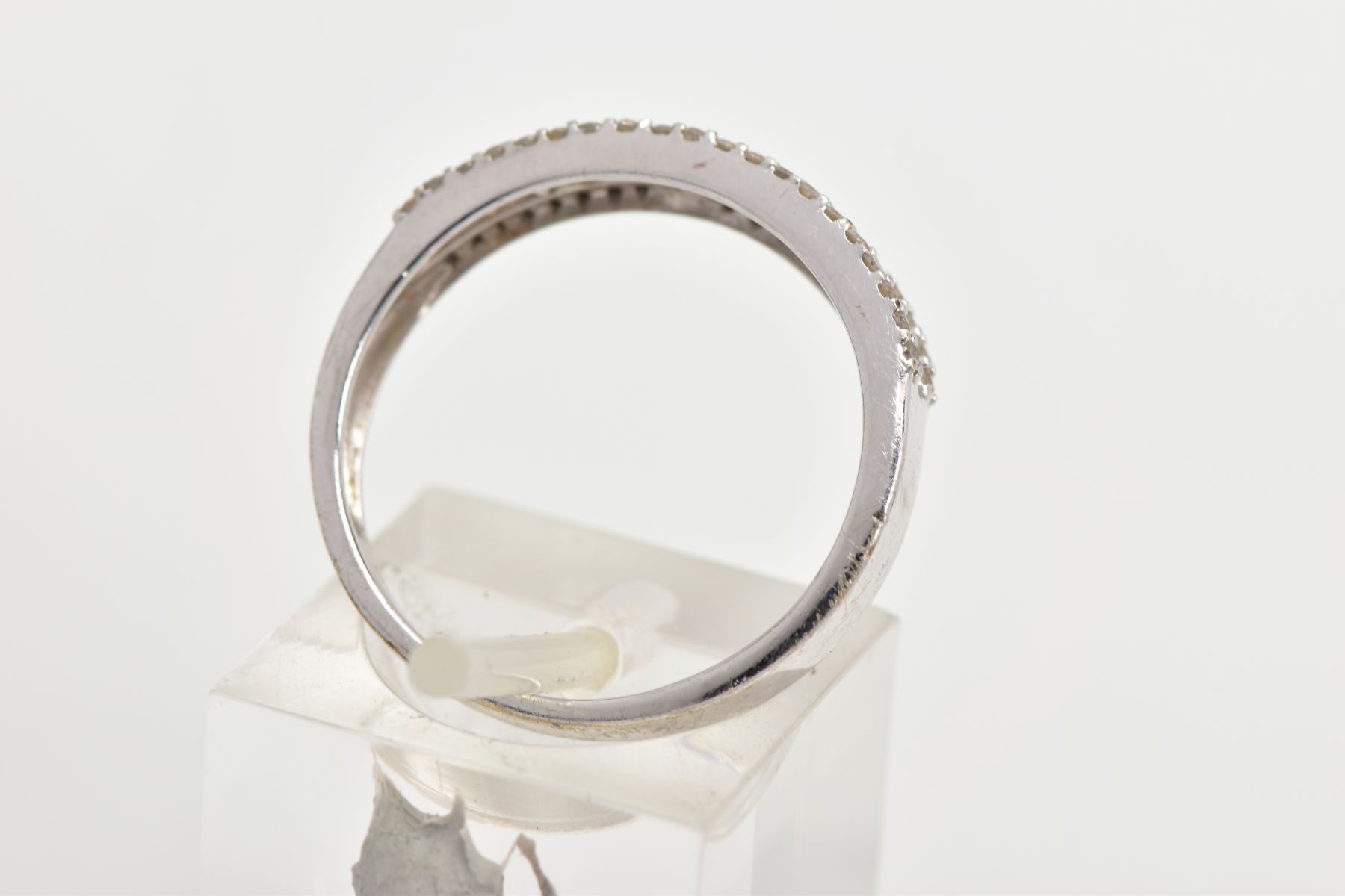 A 9CT WHITE GOLD DIAMOND HALF ETERNITY RING, designed with a central row of round brilliant cut - Image 3 of 4