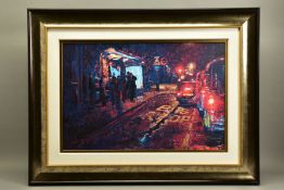 ROLF HARRIS (AUSTRALIAN 1930) 'BUS STOP, HYDE PARK CORNER', a signed limited edition print with