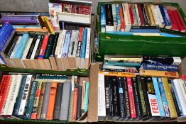 SIX BOXES OF HARDBACK AND PAPERBACK BOOKS, OVER TWO HUNDRED TITLES, subjects include Japanese