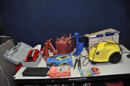 A COLLECTION OF AUTOMOTIVE TOOLS AND ACCESSORIES including a Nutool Pressure washer (PAT pass and