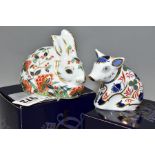 TWO BOXED ROYAL CROWN DERBY PAPERWEIGHTS, comprising a Collectors Guild 'Meadow Rabbit' and a