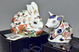 TWO BOXED ROYAL CROWN DERBY PAPERWEIGHTS, comprising a Collectors Guild 'Meadow Rabbit' and a