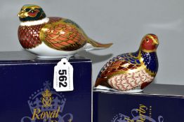 TWO BOXED ROYAL CROWN DERBY PAPERWEIGHTS, comprising a limited edition 3076/4500 Partridge, signed