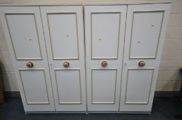 TWO AUSTINSUITE WHITE FINISH DOUBLE DOOR WARDROBES, width 113cm x depth 57cm x height 184cm