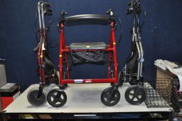 THREE ROLLATORS BY DAYS AND INVACARE along with a basket