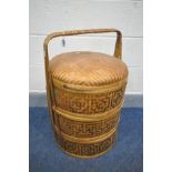 A CHINESE WICKER WEDDING BASKET, diameter 46cm x height 69cm