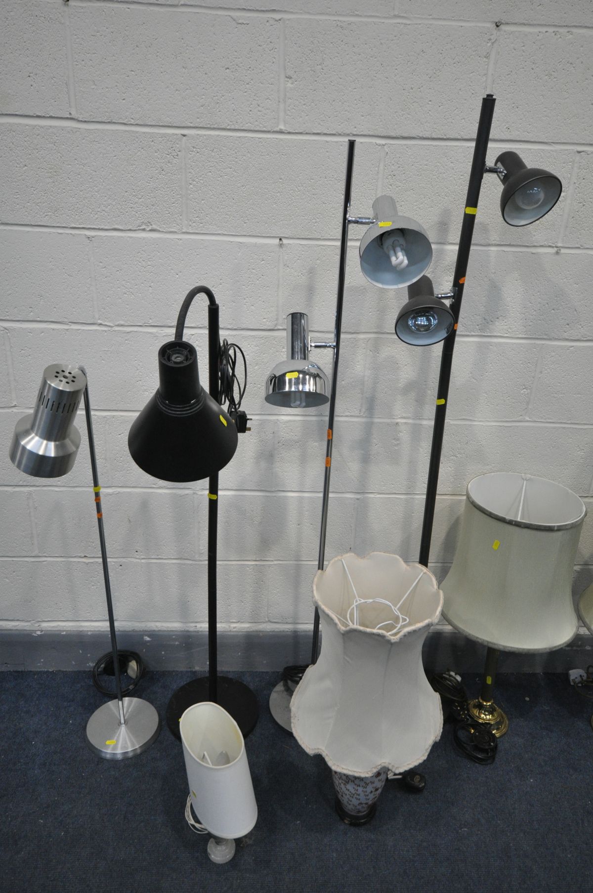 A SELECTION OF LIGHTING, to include a French brassed and ebonised twin branch table lamp, with - Image 3 of 4