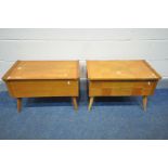 TWO WALNUT SEWING BOXES, one with parquetry veneer (some veneer loss)