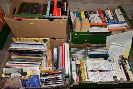 SIX BOXES OF HARDBACK AND PAPERBOOKS, BALLET PERIODICALS AND PROGRAMMES AND DVDS, OVER ONE HUNDRED