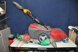 A MOUNTFIELD ELECTRIC LAWN MOWER with grass box and a Gardenline Strimmer (screws missing for string