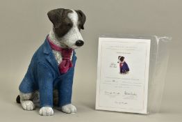 DOUG HYDE (BRITISH 1972) 'SUITED AND BOOTED' limited edition sculpture of a dog 210/595 with