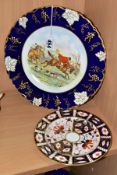 TWO ROYAL CROWN DERBY PLATES, comprising a 'Handley Cross or Mr. Jorrocks's Hunt' plate , printed
