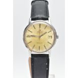 A GENTLEMENS 'OMEGA AUTOMATIC GENEVE' WRISTWATCH, round discoloured silver dial signed 'Omega,