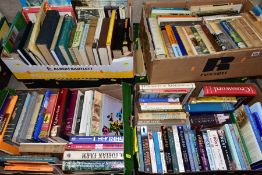 SIX BOXES OF HARD AND PAPERBACK BOOKS, OVER ONE HUNDRED AND SEVENTY TITLES, subjects including