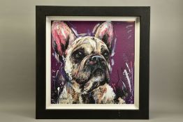 SAMANTHA ELLIS (BRITISH 1992) 'POSH POOCH', assigned limited edition print of a French Bulldog, 87/