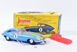 A BOXED CLIFFORD SERIES PLASTIC BATTERY OPERATED JAGUAR 'E' TYPE COUPE, No.226 SHL, not tested, blue