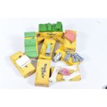 TEN ASSORTED TRI-ANG MINIC SHIPS TRADE BOXES, all are Dockside or Pier buildings or structures,