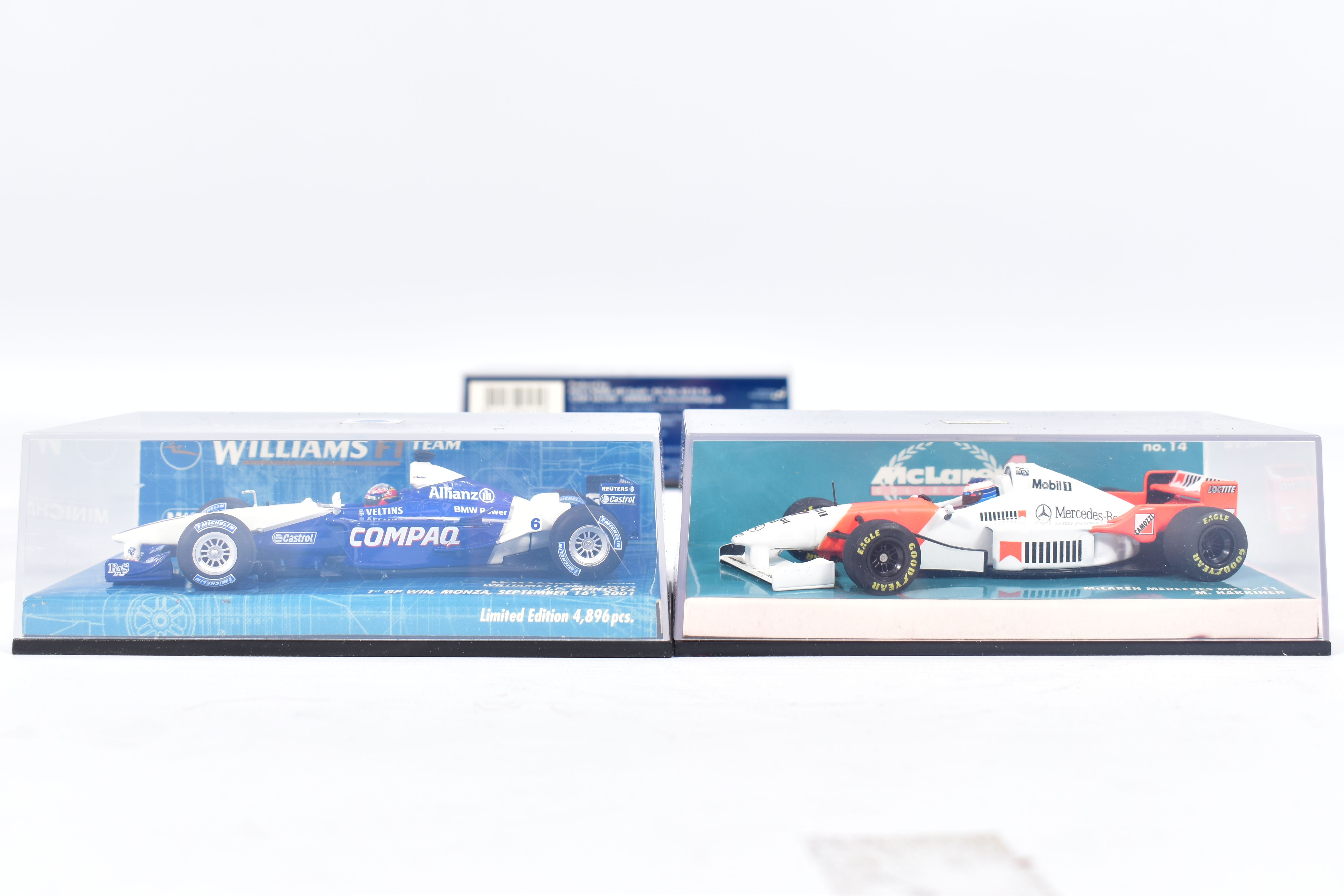 NINE BOXED ASSORTED PAUL'S MODEL ART MINICHAMPS 1:43 SCALE DIECAST F1 RACING CAR MODELS, all are - Image 5 of 6