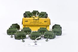 A DINKY TOYS TRADE BOX OF SIX TRAILER FOR 25-POUNDER FIELD GUN, No.687, complete with all six models