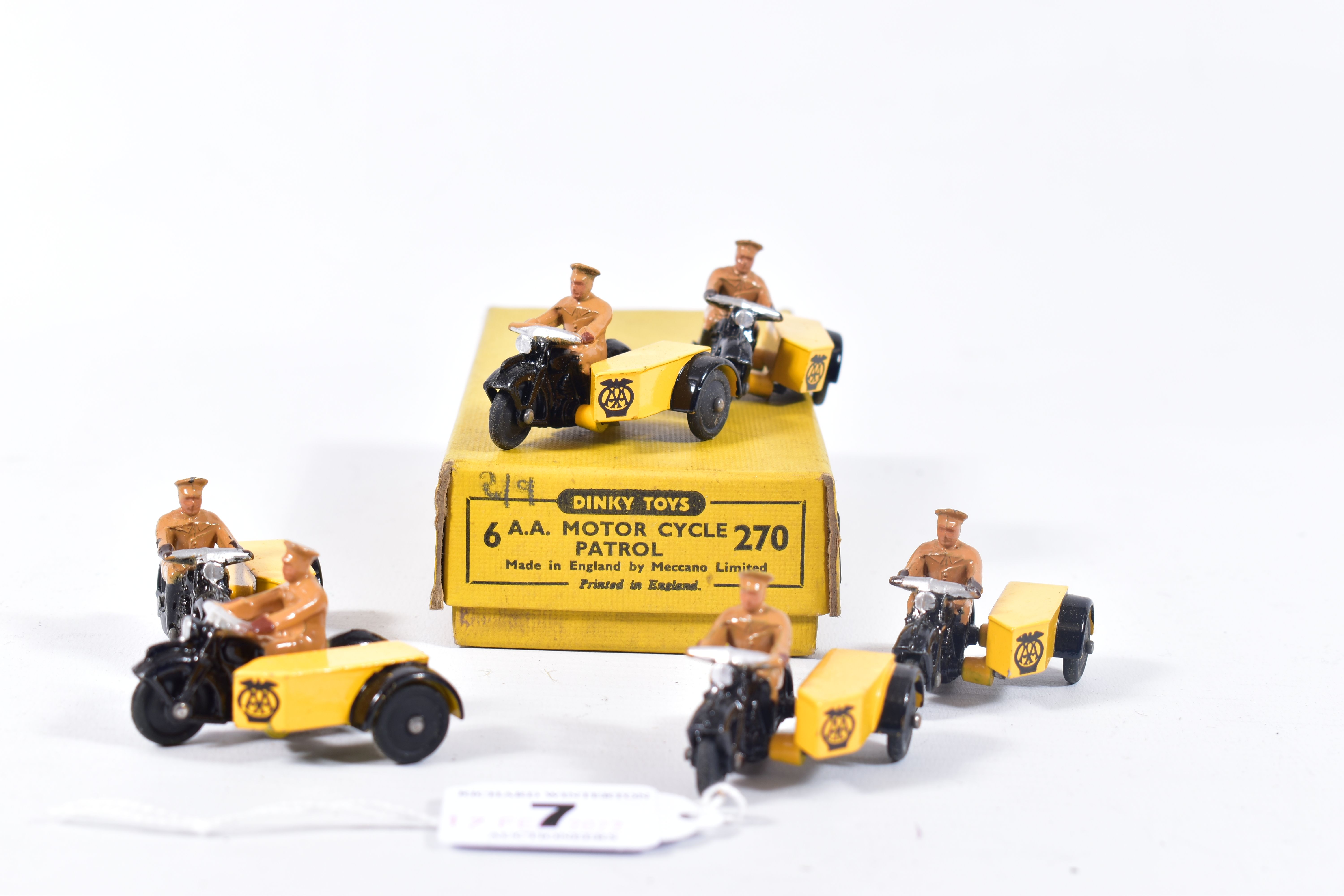 A DINKY TOYS TRADE BOX OF SIX A.A. MOTORCYCLE PATROL, No.270, complete with all six models in